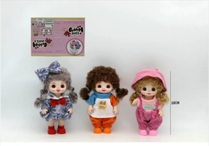 7-inch 18CM Eco-friendly 13-Joint 3D Real Eye Cute Doll Peachy Bun