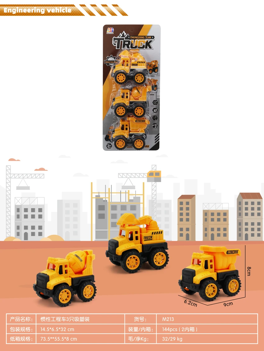Inertial engineering vehicle with 3 vacuum formed packages