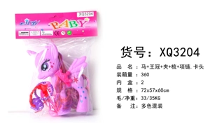 Horse crown clip comb necklace, card head