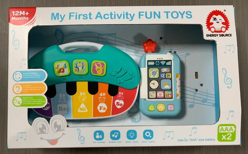 Five-key piano & flip phone