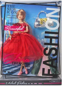 [Beiweiwei] 11-inch, 11 joints, solid body, printed eyes, fashion exquisite Barbie doll + dress + handbag