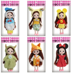 6-inch 17cm doll, 13 joints, solid body, 3D comic eyes, fashion cartoon loli doll, 6 styles assorted