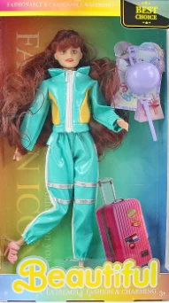 [Beiweiwei] 11-inch, 11 joints, solid body, printed eyes, fashion exquisite sportswear Barbie doll + helmet
