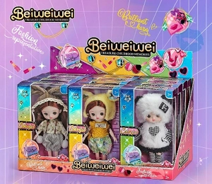 6-inch OB11 doll 17cm, 13 joints, solid body, 3D comic eyes, fashion cartoon loli doll display box, 12 small boxes, 3 styles assorted