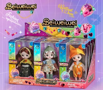 6-inch OB11 doll 17cm, 13 joints, solid body, 3D comic eyes, fashion cartoon loli doll display box, 12 small boxes, 3 styles assorted