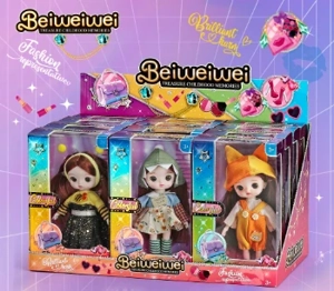 6-inch OB11 doll 17cm, 13 joints, solid body, 3D comic eyes, fashion cartoon loli doll display box, 12 small boxes, 3 styles assorted