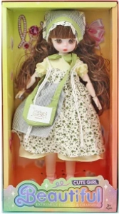 12-inch 30cm, 13 joints, solid body, 3D comic eyes, fashion cartoon forest style headscarf casual loli doll