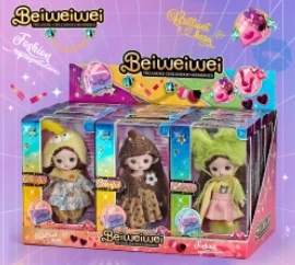 6-inch OB11 doll 17cm, 13 joints, solid body, 3D comic eyes, fashion cartoon loli doll display box, 12 small boxes, 3 styles assorted