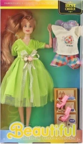 [Beiweiwei] 11-inch, 11 joints, solid body, printed eyes, fashion exquisite green gown Barbie doll + dress + shoes