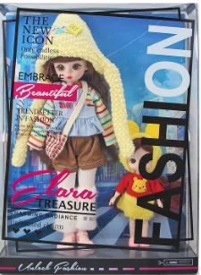 [Beiweiwei] 12-inch 30cm, 13 joints, solid body, 3D eyes, fashion exquisite rainbow sister loli doll + 6-inch mini loli
