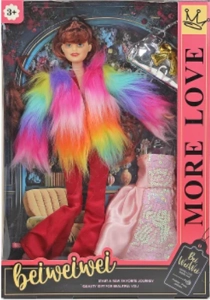 [Beiweiwei] 11-inch, 11 joints, solid body, printed eyes, fashion exquisite Barbie doll + dress + bag