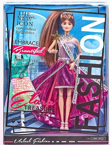 [Beiweiwei] 11-inch, 11 joints, solid body, printed eyes, fashion exquisite Barbie doll with crown + scepter + dress