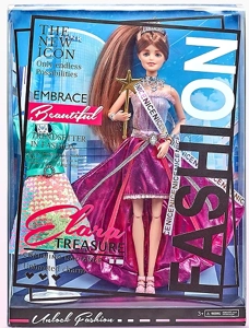 [Beiweiwei] 11-inch, 11 joints, solid body, printed eyes, fashion exquisite Barbie doll with crown + scepter + dress
