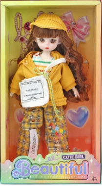 12-inch 30cm, 13 joints, solid body, 3D comic eyes, fashion cartoon hat casual loli doll