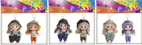 [English] 6 inches 15 cm 13 joints Real expression face fashionable cute big face cute baby loli doll keychain two pack three mixed