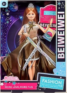 [Beiweiwei] 11-inch, 11 joints, solid body, printed eyes, fashion exquisite Barbie doll with crown + scepter