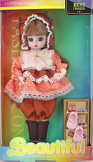12-inch 30cm, 13 joints, solid body, 3D comic eyes, fashion cartoon orange hat pumpkin loli doll