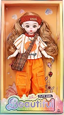 12-inch 30cm, 13 joints, solid body, 3D comic eyes, fashion cartoon hair band + crossbody bag loli doll