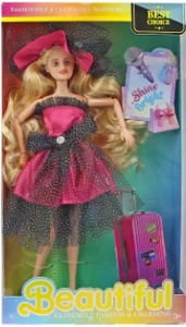 [Beiweiwei] 11-inch, 11 joints, solid body, printed eyes, fashion exquisite magenta gown Barbie doll