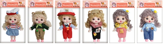 [English] 6 inches 15 cm 13 joints Real expression face fashionable cute big face cute baby loli doll A variety of mixed outfits