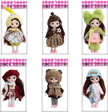 6 inch OB11 doll 17 cm 13 joints real 3D comic eye fashion cartoon loli doll A variety of mixed outfits
