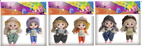 6-inch 15cm, 13 joints, solid body, expressive face, fashion cute big-face loli doll, 2-pack, 3 styles assorted