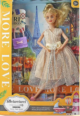 [Beiweiwei] 11-inch, 11 joints, solid body, printed eyes, fashion exquisite Barbie doll + handbag