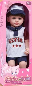 [Beiweiwei] 22-inch 55cm, 5 joints, vinyl body, 3D real eyes, reborn baby doll with pacifier + feeding bottle