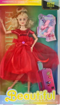 [Beiweiwei] 11-inch, 11 joints, solid body, printed eyes, fashion exquisite red gown Barbie doll + shoes