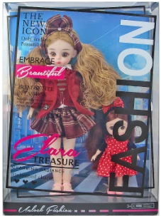 [Beiweiwei] 12-inch 30cm, 13 joints, solid body, 3D eyes, fashion exquisite red dress sister loli doll + 6-inch mini loli