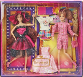 [Beiweiwei] 11-inch, 11 joints, solid body, printed eyes, fashion exquisite twin sister Barbie doll + dress + accessories
