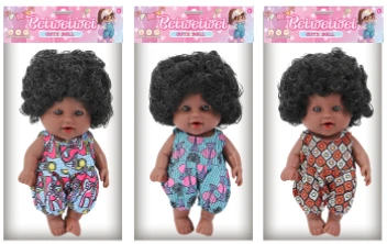 [Beiweiwei] 8-inch 17cm, 5 joints, vinyl body, 3D real eyes, floral outfit Black expressive fat baby doll, 3 styles assorted