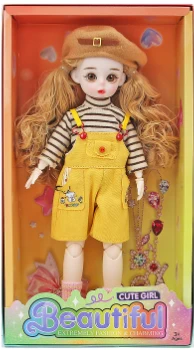 [Beiweiwei] 12-inch 30cm, 13 joints, solid body, 3D comic eyes, fashion cartoon hat casual loli doll