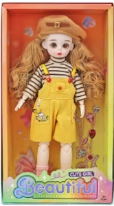 [Beiweiwei] 12-inch 30cm, 13 joints, solid body, 3D comic eyes, fashion cartoon hat casual loli doll
