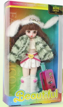 12-inch 30cm, 13 joints, solid body, 3D comic eyes, fashion cartoon rabbit hat fashion loli doll