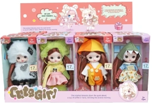 6-inch OB11 doll 17cm, 13 joints, solid body, 3D comic eyes, fashion cartoon loli doll display box, 16 small boxes, 4 styles assorted