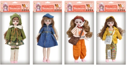 12-inch 30cm, 13 joints, solid body, 3D comic eyes, fashion cartoon hat loli doll, 4 styles assorted