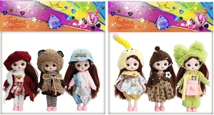 [English] 6 inch OB11 doll 17 cm 13 joints real 3D comic eye fashion cartoon loli doll three packs mixed with a variety of styles