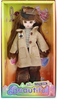 12-inch 30cm, 13 joints, solid body, 3D comic eyes, fashion cartoon hat casual loli doll