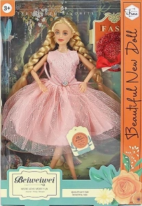 [Beiweiwei] 11-inch, 11 joints, solid body, printed eyes, fashion exquisite double braids Barbie doll + hat