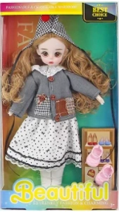 12-inch 30cm, 13 joints, solid body, 3D comic eyes, fashion cartoon green hat loli doll