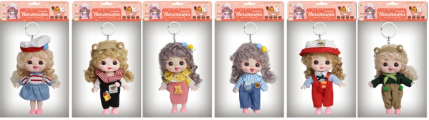 6-inch 15cm, 13 joints, solid body, expressive face, fashion cute big-face loli doll + keychain, assorted styles