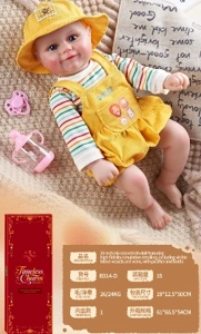 [Beiweiwei] 20-inch 46cm, 5 joints, vinyl body, 3D real eyes, dopamine style reborn baby doll with pacifier + feeding bottle