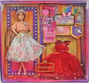 [Beiweiwei] 11-inch, 11 joints, solid body, printed eyes, fashion exquisite Barbie doll + dress + accessories
