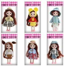 6-inch 17cm doll, 13 joints, solid body, 3D comic eyes, fashion cartoon loli doll, 6 styles assorted