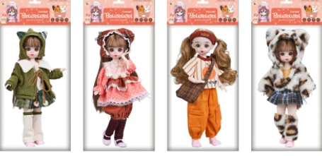 12-inch 30cm, 13 joints, solid body, 3D comic eyes, fashion cartoon hat loli doll, assorted styles