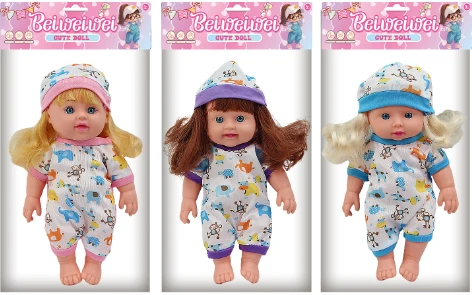 [Beiweiwei] 14-inch 30cm, 5 joints, vinyl body, 3D real eyes, bent legs, hooded romper expressive fat baby doll + 4-tone IC (AG132), 3 styles assorted