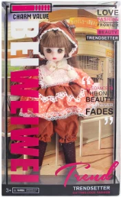 [Beiweiwei] 12-inch 30cm, 13 joints, solid body, 3D eyes, fashion exquisite orange dress loli doll