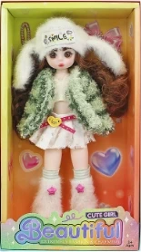 [Beiweiwei] 12-inch 30cm, 13 joints, solid body, 3D comic eyes, fashion cartoon hat casual loli doll