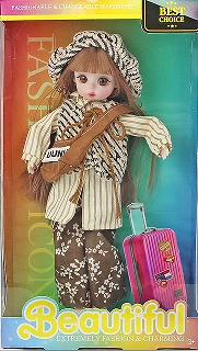 12-inch 30cm, 13 joints, solid body, 3D comic eyes, fashion cartoon hat + crossbody bag loli doll